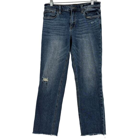 Kut From the Kloth Rachel Mom Jeans High Rise Skinny Ankle Stretch Raw Hem Sz 4 - Picture 1 of 15